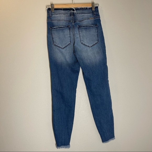 KanCan Bethany High Rise Ankle Skinny Jeans Size 26 Distressed Raw Hem Buttons - Picture 5 of 12